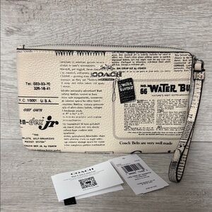 Coach Large Corner Zip Wristlet
With Newspaper Print - NWT